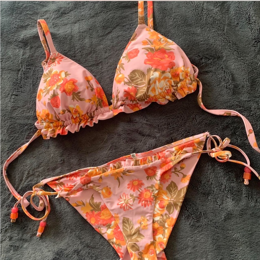 Aerie Pink Floral Cheeky Bikini Set